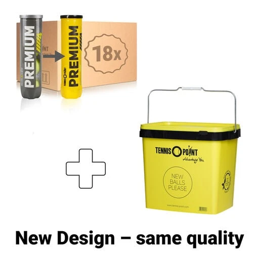 Premium Tennisball 18x 4 Ball Tube In A Box, Plus Ball Bucket 5 Premium Tennisball 18x 4 Ball Tube In A Box, Plus Ball Bucket -Tennis Discount Store 0127100000 000