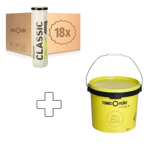 Classic Tennisball 18x 4 Ball Tube In A Box, Plus Ball Bucket 1 Classic Tennisball 18x 4 Ball Tube In A Box, Plus Ball Bucket -Tennis Discount Store 0127600000 000
